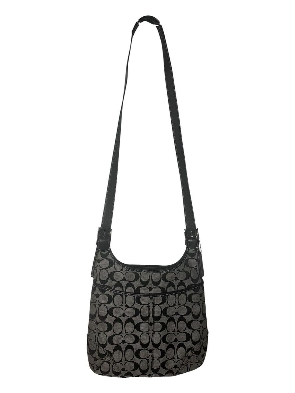 C5. 2008 Black Coach Signature C Canvas Hobo Crossbody Bag